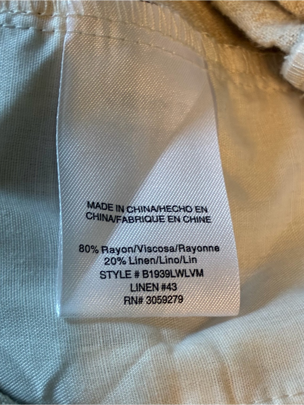 Thread Supply Nwt Wide Leg Trousers Cream Linen Blend Lightweight Dress Pants L — image 6 of 8